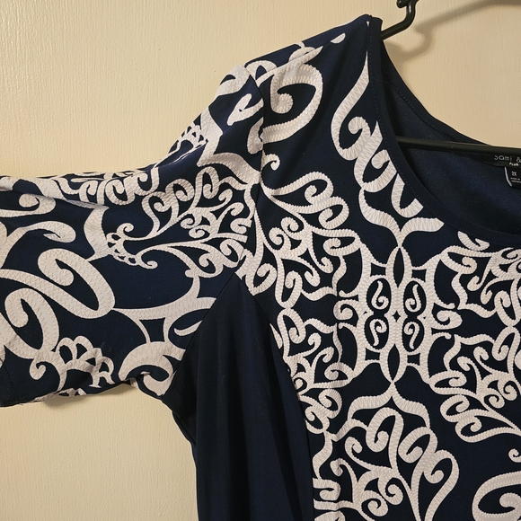 Sami & Jo Navy and white pattern Dress 2x - Picture 2 of 5